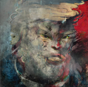 Digital illustration of grotesque version of Donald Trump