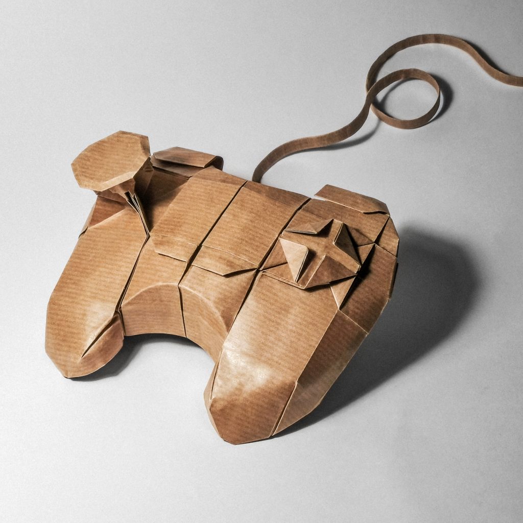 Origami of a Playstation controller.