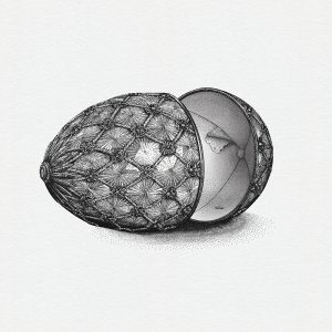 A pointillism drawing of a Faberge egg.